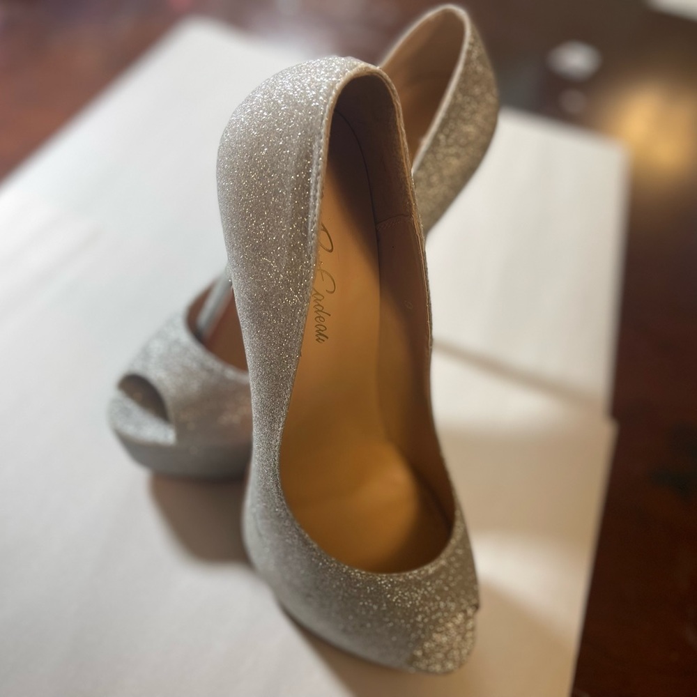 Petit Cadeau Danielle - Pumps with 6" Heels & 1.5" platform. Silver, Size 9 - Picture 5 of 5